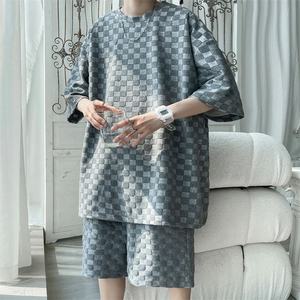 Kaus dan celana pendek pria, kualitas tinggi gaya Korea mewah ukuran besar 5XL-<span class=keywords><strong>M</strong></span> musim panas modis - Product Image 4