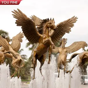 Outdoor Life Size Bronze Flying Horse Statue Water Fountain