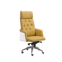 Chaise de bureau ergonomique de luxe moderne, réglable en hauteur, base en aluminium, cuir PU, pour salon et hôtel