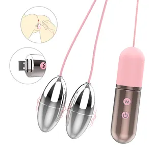 Lesben-Valentinsgeschenk 2 in1 Doppelmetall-Ball-Spring-Vibrator sexy weibliche Meisterarbeit LoveEgg Sex-Spielzeug für Damen