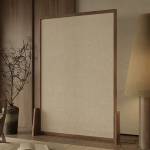 Paravento <span class=keywords><strong>in</strong></span> Lino con Cornice <span class=keywords><strong>in</strong></span> <span class=keywords><strong>Legno</strong></span> Stile Semplice, Adatto per Case, Pensioni, Sale da Tè e Uffici. - Product Image 4