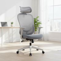 Chaise de bureau exécutive ergonomique moderne en maille de Foshan, hauteur réglable, vérin à gaz chromé, appui-tête 3D, accoudoirs fixes, base en plastique