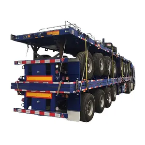 Caminhão De Reboque 3 Eixo 40ft Flatbed Container Flatbed Trailer Exportação para Tanzânia