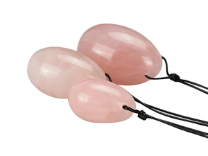 En gros 3 pcs/ensemble sexe jouet oeufs, sculpté de quartz rose naturel yoni oeufs pour l'exercice de kegel - Product Image 4