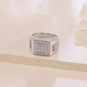 Hip Hop Người Đàn Ông Của Sterling Bạc Vuông Moissanite Vòng Thiết Kế Sang Trọng <span class=keywords><strong>Micro</strong></span> Pave Thiết Lập Moissanite Người Đàn Ông Nhẫn Trang Sức Cho Groommen - Product Image 4