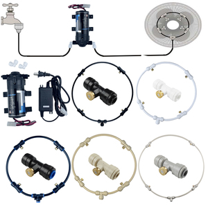 เส้นผ่านศูนย์กลาง 40 ซม.สีขาวพัดลม Misting Kit พร้อมปั๊มเงียบ 3M Misting Line <span class=keywords><strong>4</strong></span> หัวฉีดทองเหลือง 3/<span class=keywords><strong>4</strong></span> นิ้วอะแดปเตอร์เชื่อมต่อแหวนพัดลมกลางแจ้ง - Product Image 4