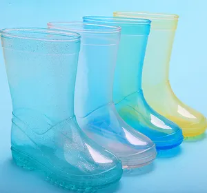 Chaussures de pluie en plastique pvc pour bébés garçons et filles, souliers transparents et colorés, bottes en gomme pour enfants