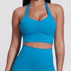 Chất Lượng Cao Của Phụ Nữ Độn Thể Thao Áo Ngực Mềm Nén Scrunch Hỗ trợ Halter Cổ Tập Thể Dục Áo Ngực Phòng Tập Thể Dục Chạy Yoga-Miễn Phí XS Xl - Product Image 2