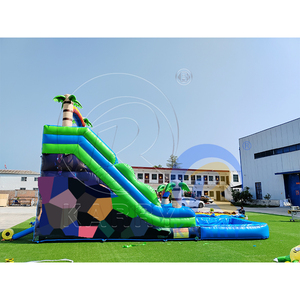 Tobogán Acuático Inflable con Palmeras Tropicales, Alto y con Piscina, para Exteriores, <span class=keywords><strong>Playa</strong></span>, Jardín, Adultos, Niños, <span class=keywords><strong>Alquiler</strong></span> Comercial - Product Image 2