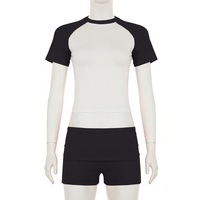 Ensemble court 3 pièces extensible pour le sport d'été, 8 couleurs, avec crop top, short moulant plissé et bandeau