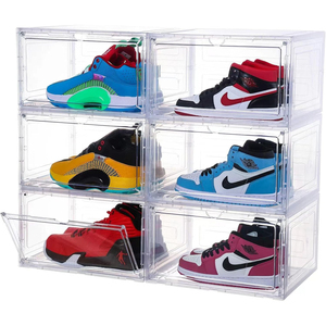 Caja de Almacenamiento Plegable Multifuncional de Acrílico Transparente, con Logotipo Personalizado, Puerta Magnética Lateral, Exhibidor de Zapatos - Product Image 1