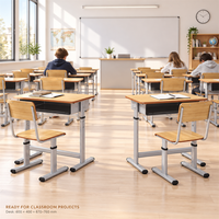 Mobilier scolaire, chaises d'école, ensemble table et chaise, table d'étude pour étudiants, réglable, métal, écologique, moderne, MEETCO