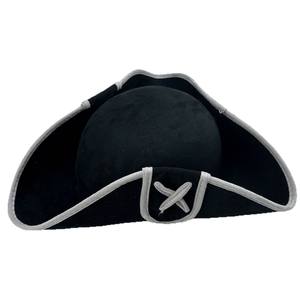 Sombrero de Capitán Pirata <span class=keywords><strong>del</strong></span> <span class=keywords><strong>Caribe</strong></span> de Fieltro para Halloween MH-3135, Sombrero Triangular de Capitán - Product Image 1