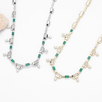 OUGEPHELI Collier unisexe en cuivre vert émeraude de style néo-chinois avec pendentif, chaîne en zircon plaqué or 24 carats, design épuré pour le quotidien