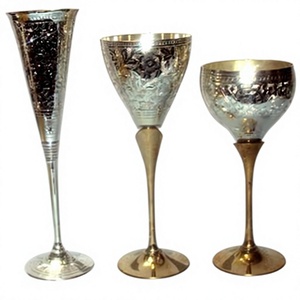 KAMRAN BPA-Free Handcrafted Silver Plated for <b>Wine</b> <b>Goblets</b> 120ml Eco-Friendly Elegant Metal Bar Accessories Brass Straws - Product Image 1