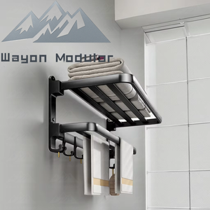 Wayon Đen nhôm khăn <span class=keywords><strong>Rack</strong></span> đôi tùy chọn duy nhất bạc Thanh nhà khách sạn sử dụng Bán buôn phụ kiện phòng tắm Matte - Product Image 3