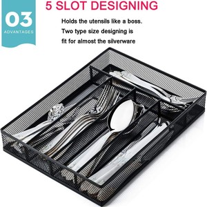 Cutlery Storage Box Rectangular Metal Mesh Drawer Organizer Kitchen utensil Rack Minimalist Design Standing Type - Product Image 4