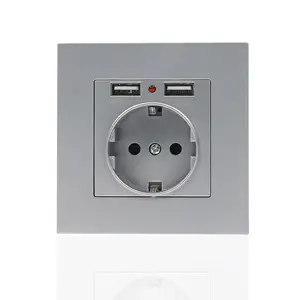 Colorful PC Plate EU Standard power Electric Germany Socket outlet with Type A USB Ports output DC 5V 2.1A