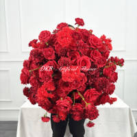 DKB Bestseller Hochzeits- und Halloween-Tischdekoration Seiden-Rote-Rosen Künstliche Blumenkugeln Umweltfreundlich Wasserdicht für Zuhause und Hochzeit