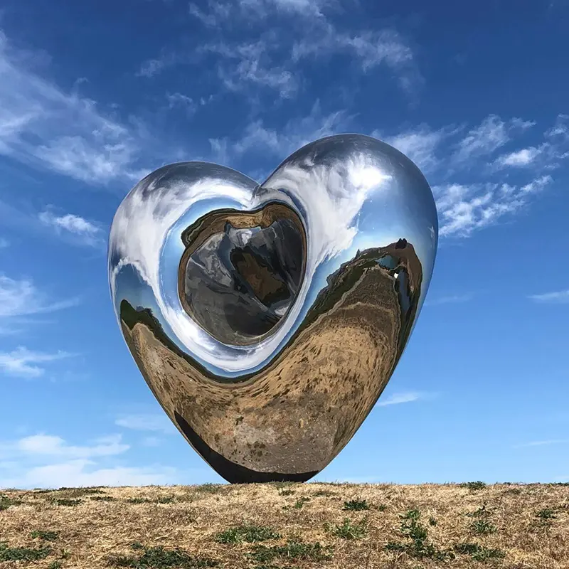 Centro Commercial Sculture-Steel Abstract Design Polished Metal Sculpture Custom Large Statue Stainless Steel Heart Statue