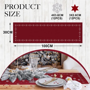 Rectángulo decorativo resistente al calor 39 "X 12" <span class=keywords><strong>Camino</strong></span> <span class=keywords><strong>de</strong></span> <span class=keywords><strong>mesa</strong></span> <span class=keywords><strong>de</strong></span> <span class=keywords><strong>fieltro</strong></span> <span class=keywords><strong>de</strong></span> Navidad rojo con estrellas huecas para decoraciones <span class=keywords><strong>de</strong></span> <span class=keywords><strong>mesa</strong></span> <span class=keywords><strong>de</strong></span> Navidad - Product Image 3