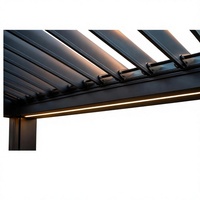 Pergola motorisée en alliage d'aluminium, pare-soleil extérieur, abri contre la pluie, télécommande intelligente, rideau enrouleur coupe-vent, bande LED