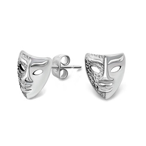 Fashionable Retro Mask <b>Stud</b> Earrings <b>Titanium</b> Steel For Men And Women CF089 - Product Image 1