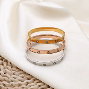 Titanium Steel Couple Bracelets Inlaid With Zircon Star Pattern Simple Elegant Jewelry For Everyday Wear Unisex - Product Image 1