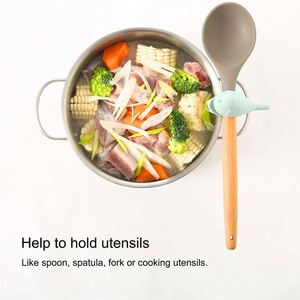 Utensilios de Cocina Esenciales: Espátula Resistente al Calor, Cucharón, Soporte de Silicona para Cucharas, Estantes de Almacenamiento Antiderrame, Clip Lateral para Ollas - Product Image 2