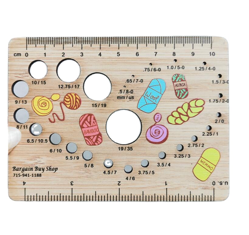 Customized bamboo wood knitting gauge kit