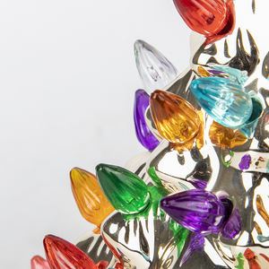 Co-Arts hecho en China pequeño árbol de Navidad de cerámica dorada con bombilla de colores - Product Image 3