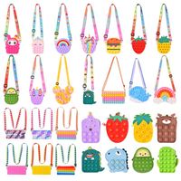 Porte-monnaie fantaisie à fermeture éclair en silicone, motif personnage de dessin animé, petit sac à dos étanche et écologique avec bandoulière