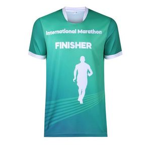 Custom Print Logo O Neck Tee Short Sleeve <b>Polyester</b> <b>Tshirt</b> Breathable Quick Dry Unisex Training Gym Running Marathon T-Shirt - Product Image 1