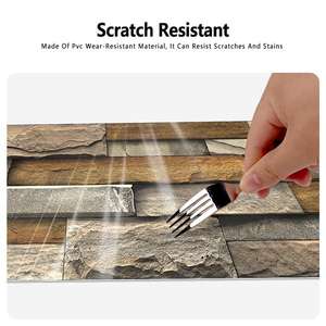 Mármol piedra Backsplash papel pintado Peel Stick cocina baño pared calcomanía 5,91*11,81 pulgadas PVC desmontable dejando pegamento ignífugo - Product Image 4