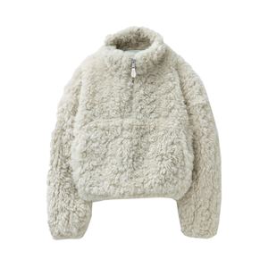 Sweat-shirt Sherpa décontracté pour homme, personnalisé OEM, en fausse fourrure bouclée et duveteuse, avec col montant et fermeture éclair quart de tour, coupe courte, pour la vente en gros - Product Image 4