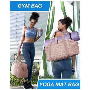 Fashion Women Travel Luggage Bag <b>Large</b> Weekend Overnight Bag Pink Nylon Yoga <b>Mat</b> Bag - Product Image 2
