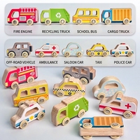 Ensemble de jouets de transport en bois Montessori, 9 pièces, ensemble de voitures de ville avec boîte de rangement en bois portable