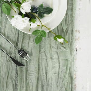 مفرش طاولة فاخر منسوج باللون الأخضر صديق للبيئة بتصميم نورديك لتزيين المنزل وحفلات الزفاف - Product Image 1