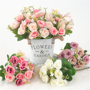 Moda pintura al óleo Retro simulación flores pequeño manojo decoración del hogar Camelia Bud Rose - Product Image 1