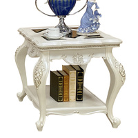 Table basse en bois massif de style européen, table d'appoint pour canapé, table carrée sculptée, mobilier de salon pour espaces publics et hôtels