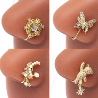 Bijoux de corps Gaby Boho CZ Dangle Nose Cuff Gold Faux Nose Ring Piercing Wedding Gift-Friendly Body Jewelry for Women Wholesale Fashion