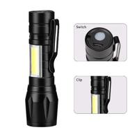 Mini lampe torche portable en aluminium COB zoomable, étanche, LED rechargeable par USB, style tactique