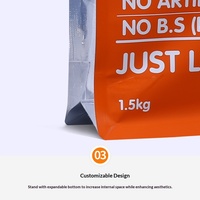 Sac d'emballage alimentaire refermable à huit soudures pour animaux de compagnie (chats, chiens) en aluminium, avec fermeture éclair, composite papier-plastique, logo personnalisé