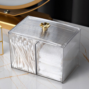Transparent Cotton Swab Organizer <b>With</b> <b>Lid</b> Multifunctional Makeup Storage <b>Box</b> For Desktop Use - Product Image 1