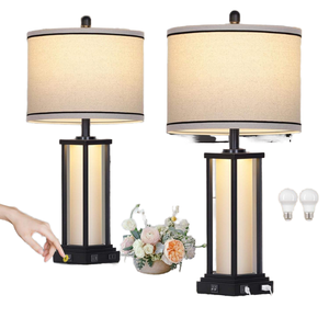 مصباح مكتب حديث التصميم من الحديد والقماش مع مصباح <span class=keywords><strong>LED</strong></span> E26 يعمل بالتيار المتردد لتزيين غرفة النوم وغرفة المعيشة وغرفة الدراسة - Product Image 1