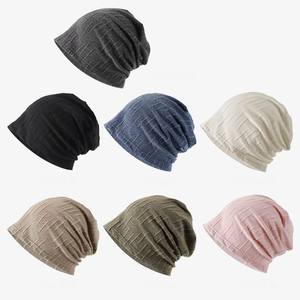 Bonnet de nuit extensible monocouche en coton fin, style bonnet tricoté souple pour femmes et hommes - Product Image 2