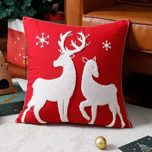 Custom lana nordica ricamata natale Fawn fiocco di neve copricuscini moderni divani federa per la casa - Product Image 5