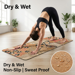 Tapis <span class=keywords><strong>de</strong></span> yoga ovale en liège naturel vegan marron chocolat, designs personnalisés <span class=keywords><strong>de</strong></span> qualité supérieure pour la vente en gros - Product Image 1
