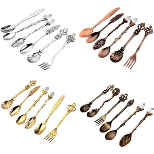 Cucharas de Café Estilo Retro Europeo (Juego de 6 Piezas) - Cucharas de Cristal Talladas, Cucharas con Diseño de Hoja, Cucharas para Helado, Cucharas para Postre, Cucharas para Mermelada - Product Image 2