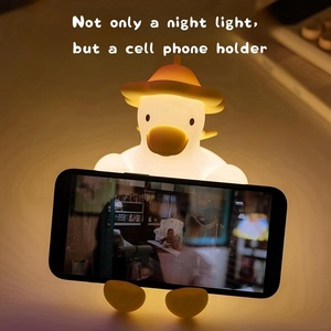 USB Rechargeable Duck Night Light for Kids' Bedroom 3 Brightness Modes + <b>Wireless</b> Touch Control Bedside <b>Lamp</b> - Product Image 4